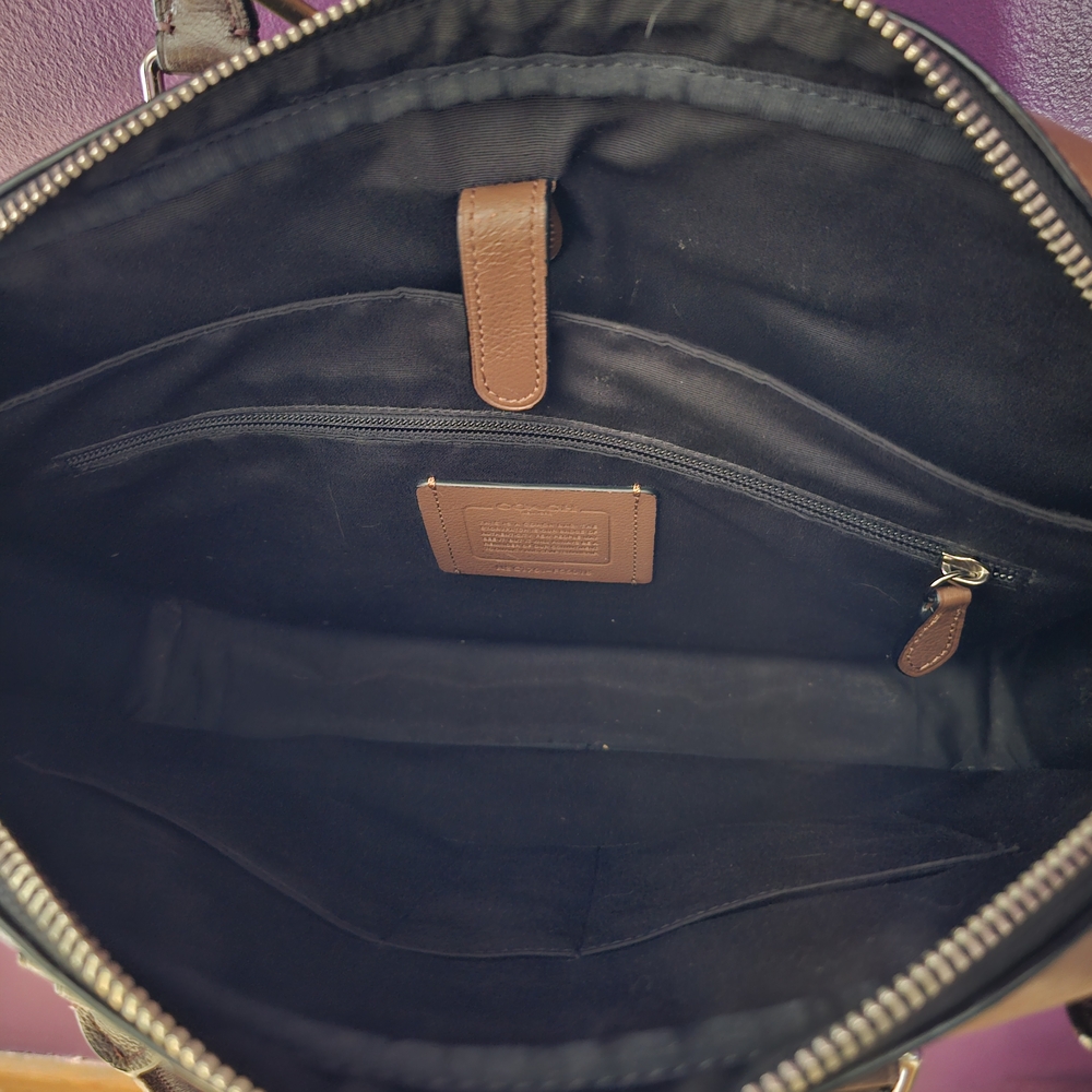 Vintage Coach Leather Slim Briefcase Laptop Messenger Bag - Brown Stripe - Picture 15 of 15